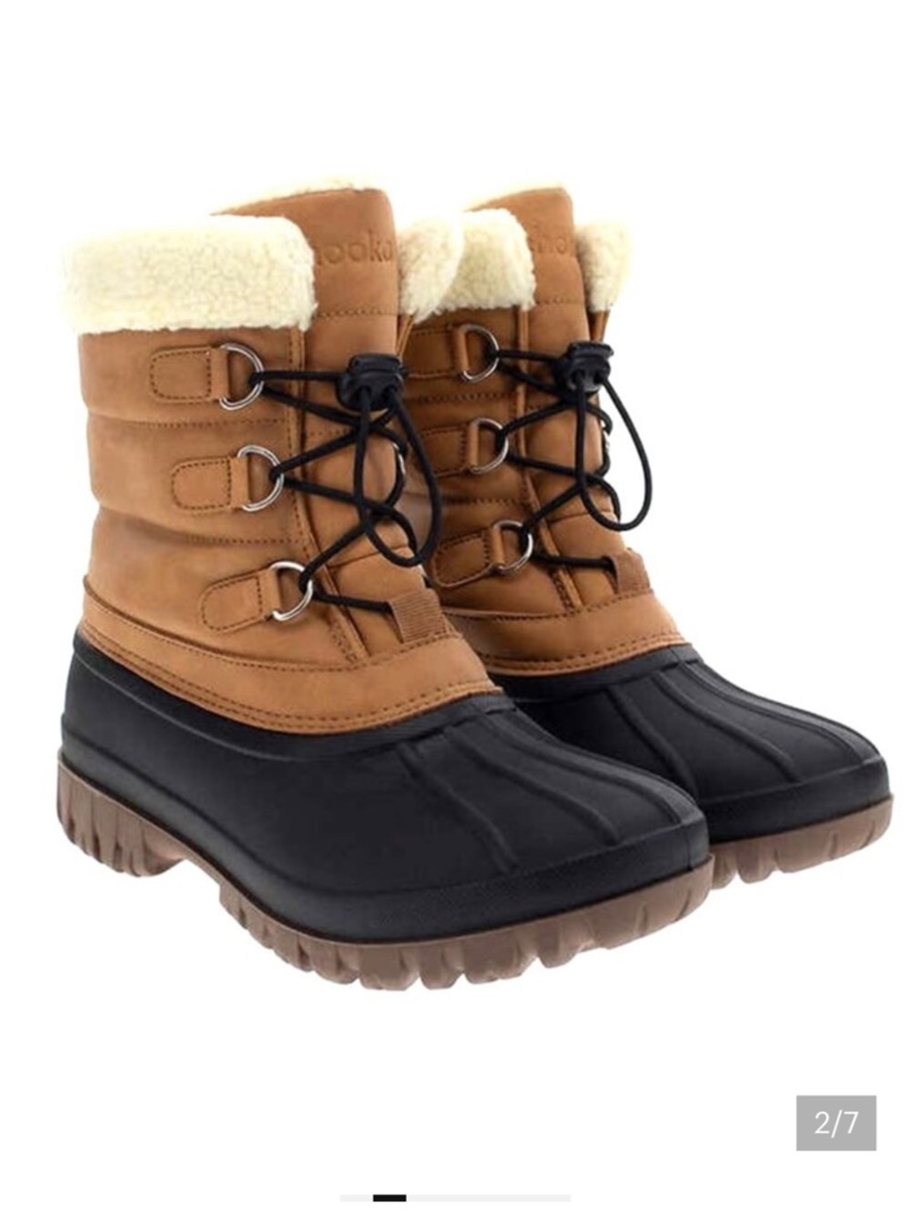 Chooka Tan and Black Waterproof Winter Boots with Shearling Cuff
